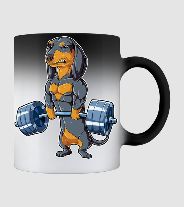 Gym teckel model negru pe tricou
