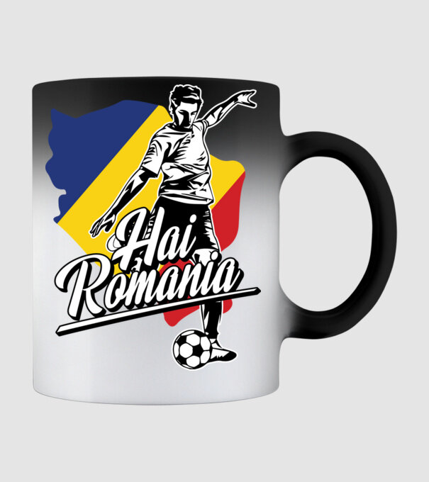 Hai romania fotbal model negru pe tricou