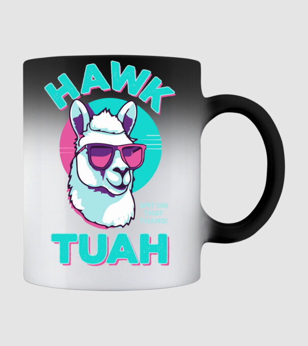 Hawk tuah llama retro sunglasses model negru pe tricou