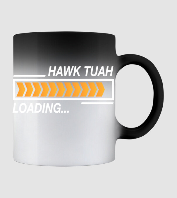 Hawk tuah loading model negru pe tricou