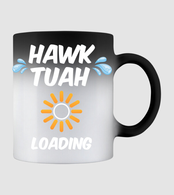 Hawk Tuah loading raindrop model negru pe tricou