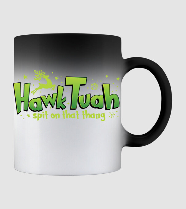 Hawk tuah xmas model negru pe tricou