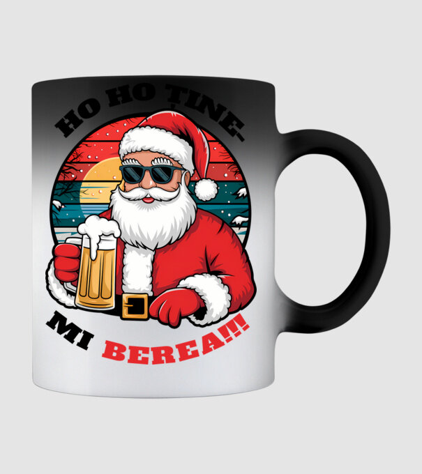 Ho ho ține mi berea! alb model negru pe tricou
