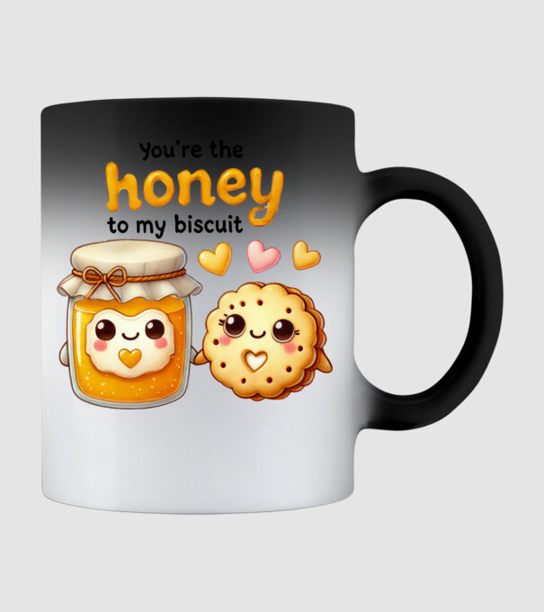 Honey to my Biscuit model negru pe tricou