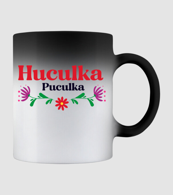 Huculka Puculka model negru pe tricou