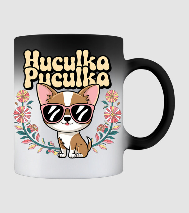 Huculka Puculka câine 1 model negru pe tricou