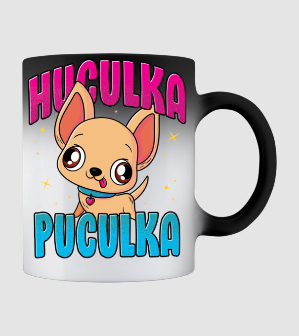 Huculka Puculka chivava model negru pe tricou