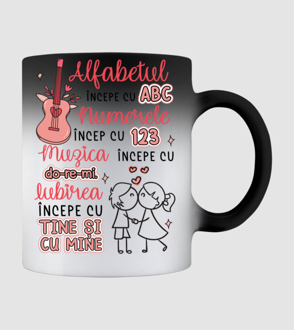 Iubirea începe cu-tine și cu mine model negru pe tricou