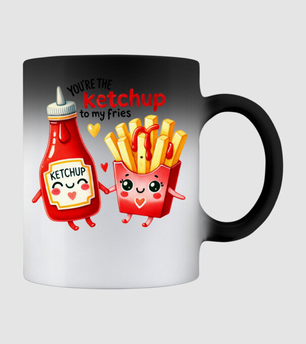 Ketchup to my Fries model negru pe tricou