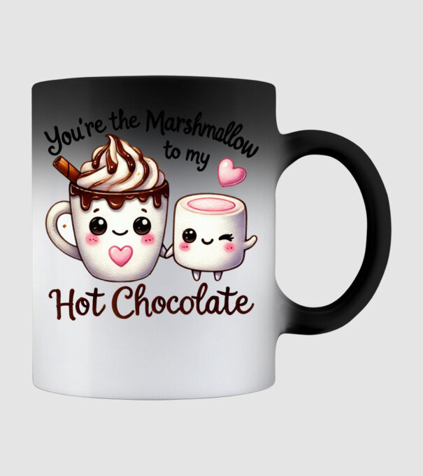 Marshmallow to my Hot Chocolate model negru pe tricou