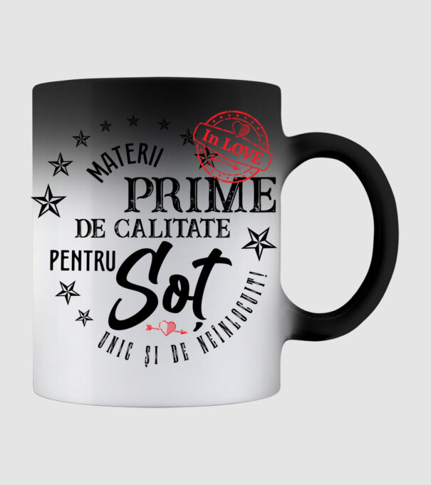 Materii prime de calitate pentru soț model negru pe tricou