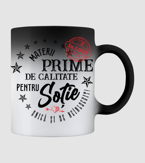 Materii prime de calitate pentru soție model negru pe tricou