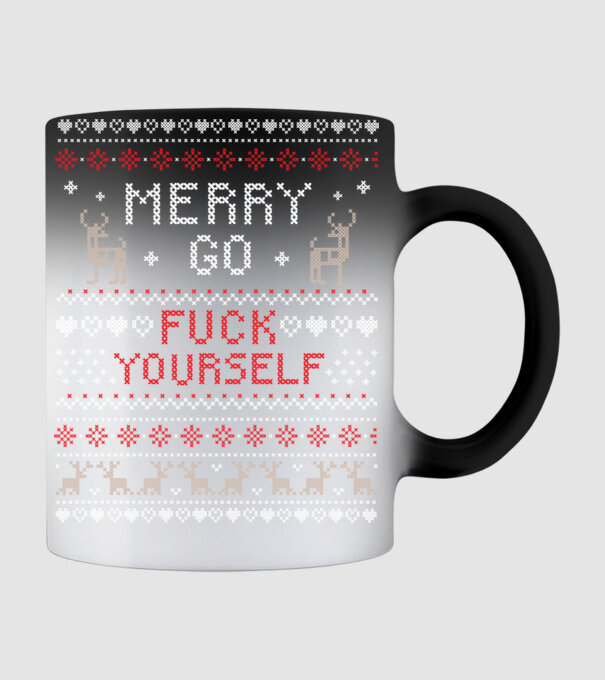 Merry go fuck yourself model negru pe tricou