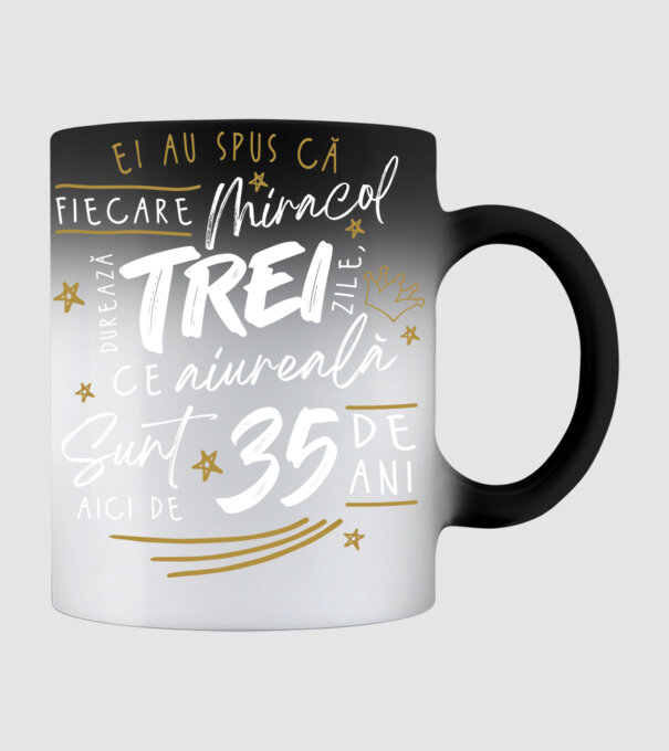 Miracol durează trei 35 de ani model negru pe tricou