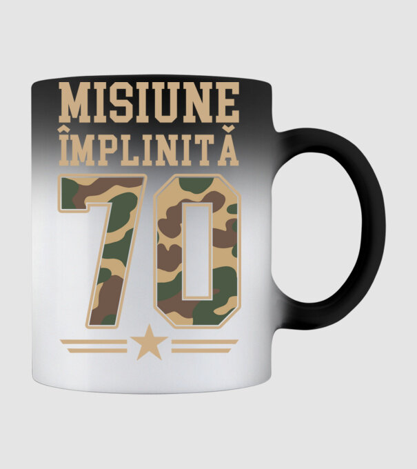 Misiune împlinită 70 model negru pe tricou