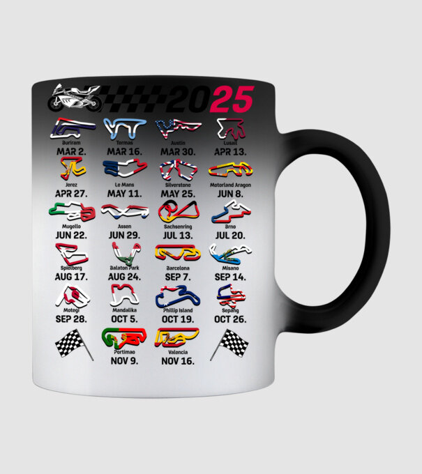 MOTOGP 25 CALENDAR alb model negru pe tricou