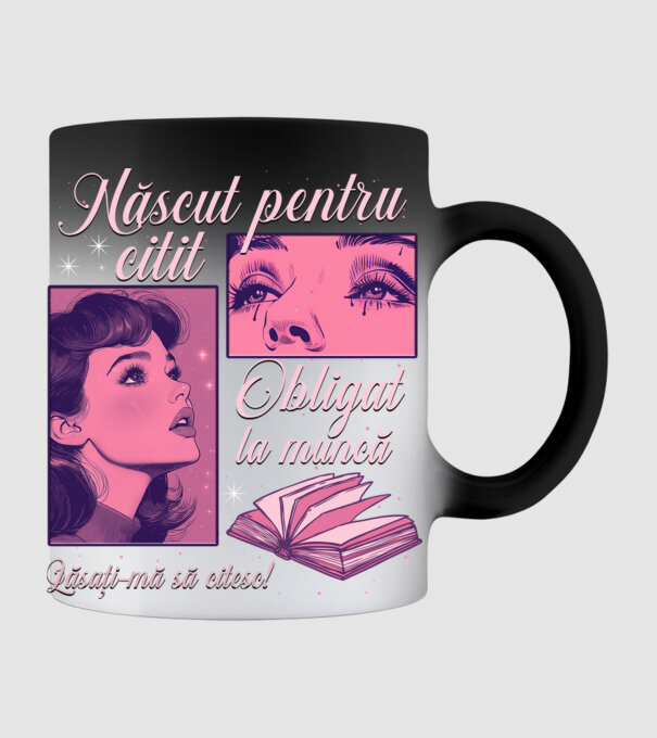 Născut pentru citit obligat la muncă lăsați-mă să citesc model negru pe tricou