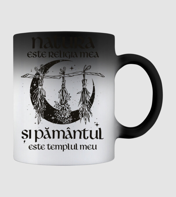 Natura este religia mea model negru pe tricou
