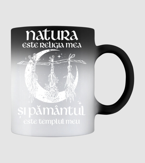 Natura este religia mea model negru pe tricou