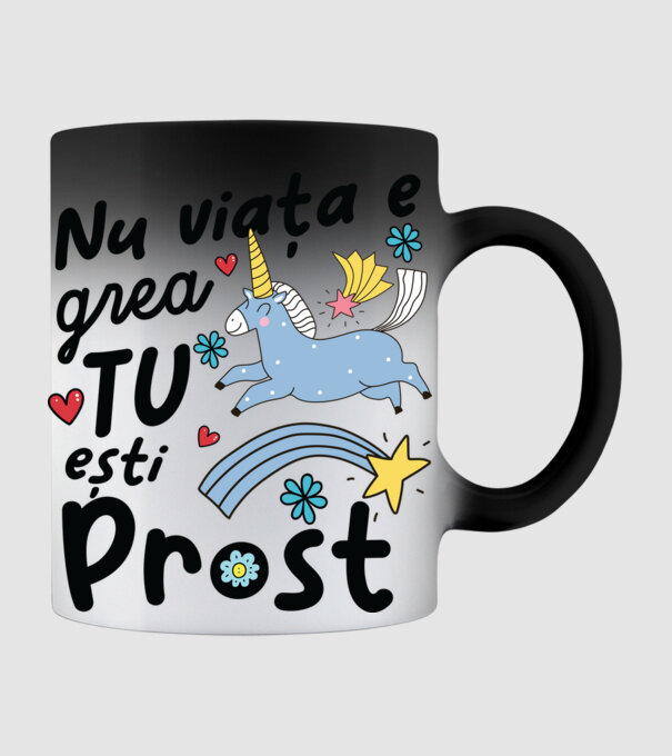 Nu viața e grea, tu ești prost model negru pe tricou