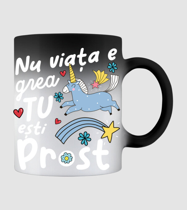 Nu viața e grea, tu ești prost model negru pe tricou