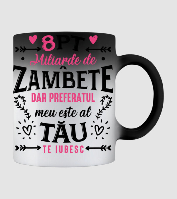 Opt miliarde de zâmbete model negru pe tricou