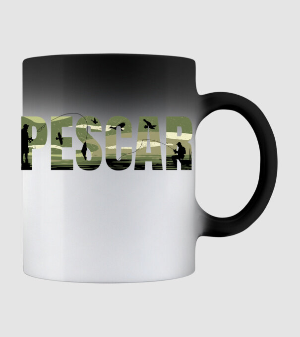 PESCAR model negru pe tricou