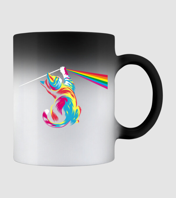 Pisica prismă model negru pe tricou