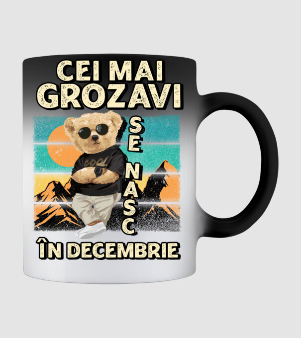 RETRO teddy DECEMBRIE model negru pe tricou