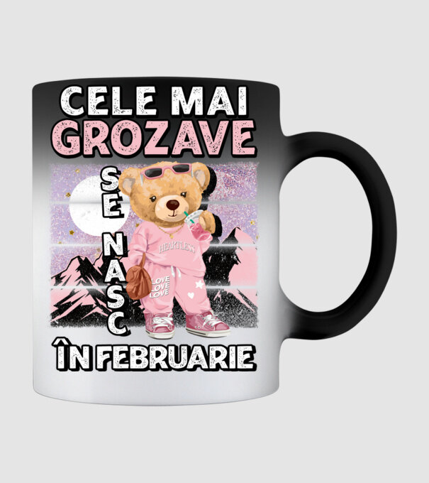 RETRO teddy fetişcană FEBRUARIE model negru pe tricou