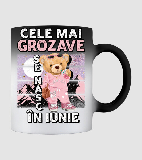 RETRO teddy fetişcană IUNIE model negru pe tricou