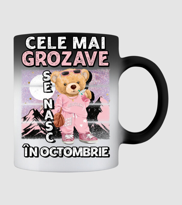 RETRO teddy fetişcană OCTOMBRIE model negru pe tricou