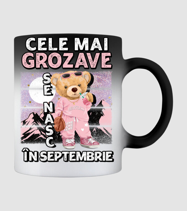 RETRO teddy fetişcană SEPTEMBRIE model negru pe tricou