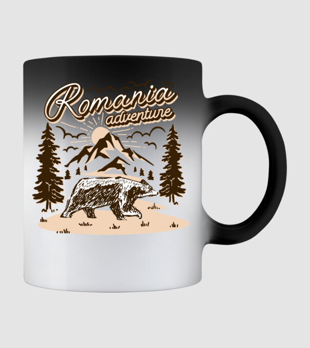 Romania bear adventure model negru pe tricou