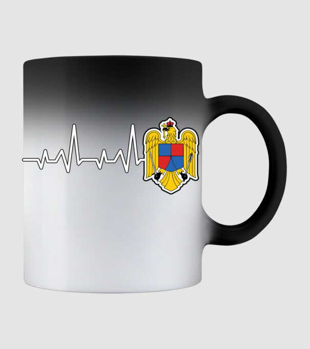 ROMANIA heartbeat model negru pe tricou