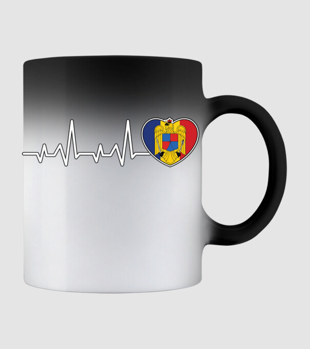 ROMANIA heartbeat model negru pe tricou