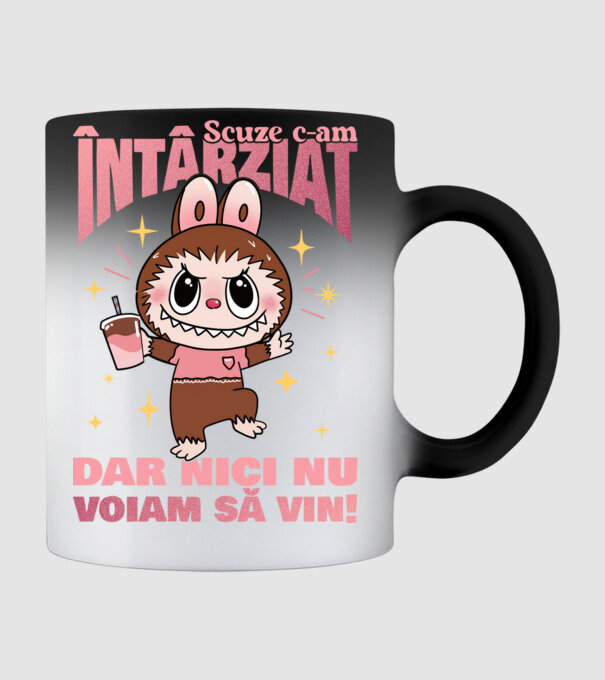 Scuze c-am întârziat model negru pe tricou
