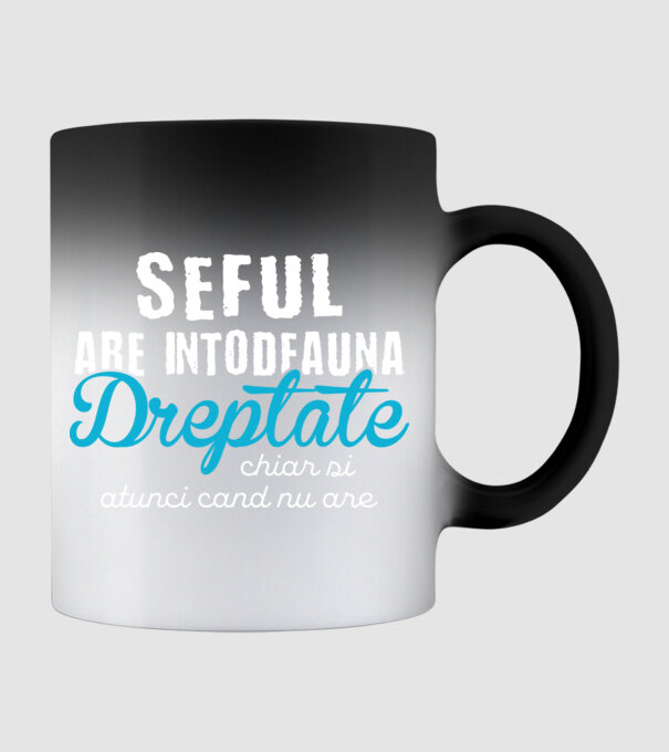 Seful are intodeauna dreptate model negru pe tricou