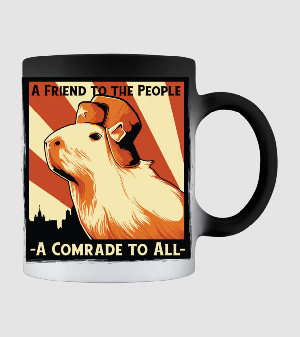 Soviet Capybara model negru pe tricou