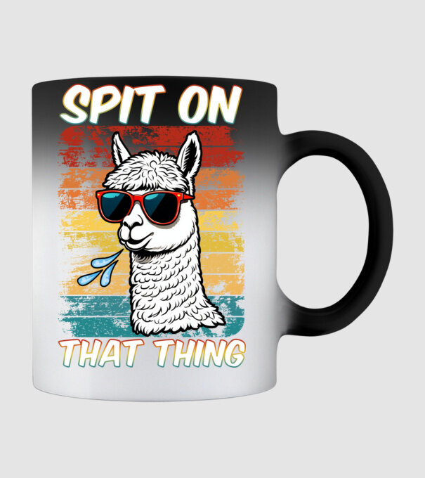 Spit on that thing llama rainbow Hawk Tuah model negru pe tricou