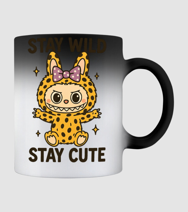 Stay wild - Labubu model negru pe tricou