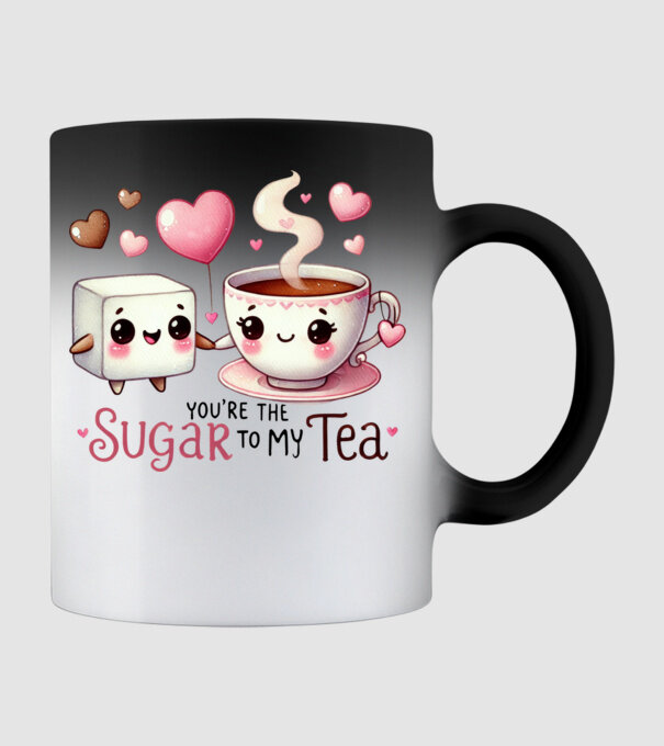 Sugar to my Tea model negru pe tricou