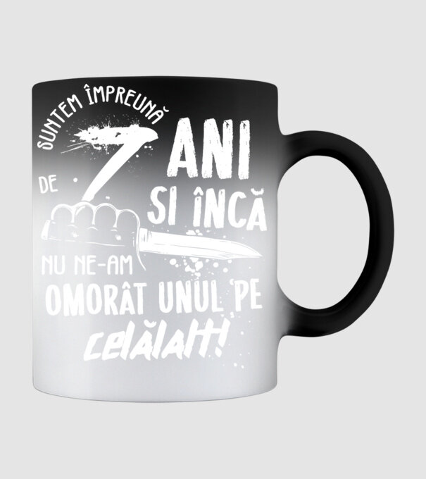 Suntem împreună de 7 ani model negru pe tricou
