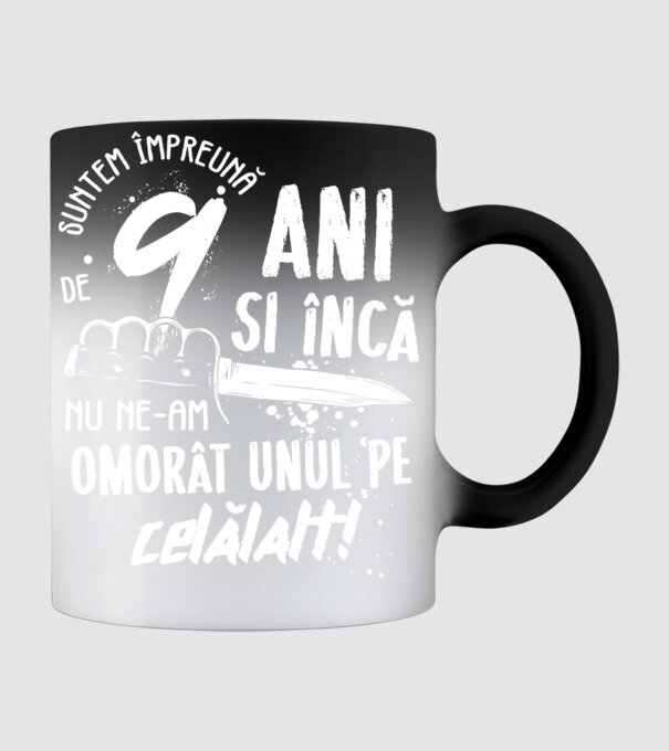 Suntem împreună de 9 ani model negru pe tricou