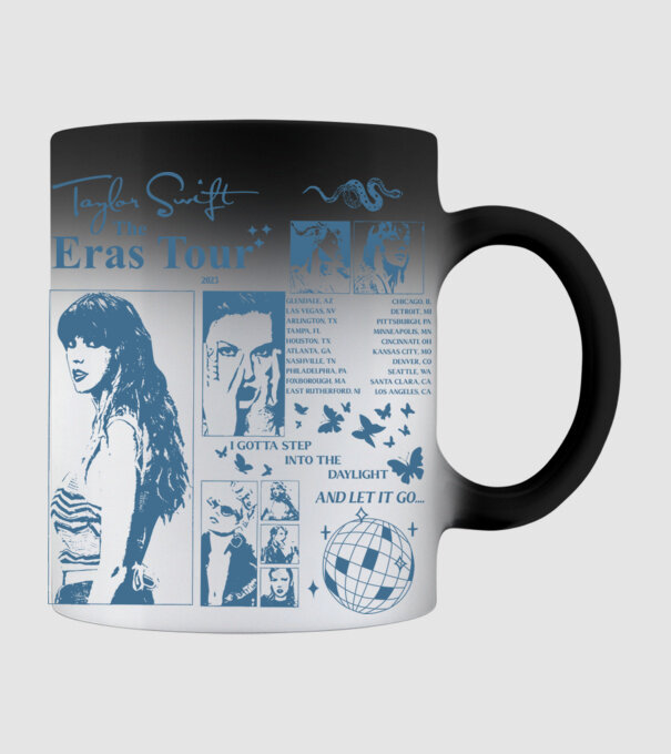 Taylor Swift ERAS print blue model negru pe tricou