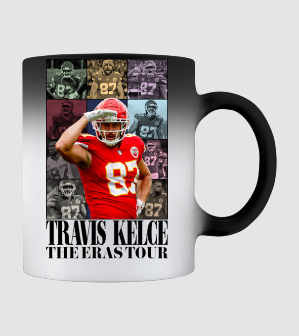 Taylor Swift Eras Travis Kelce model negru pe tricou