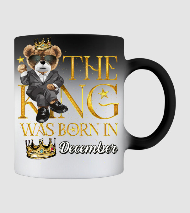 The king was born int DECEMBER model negru pe tricou