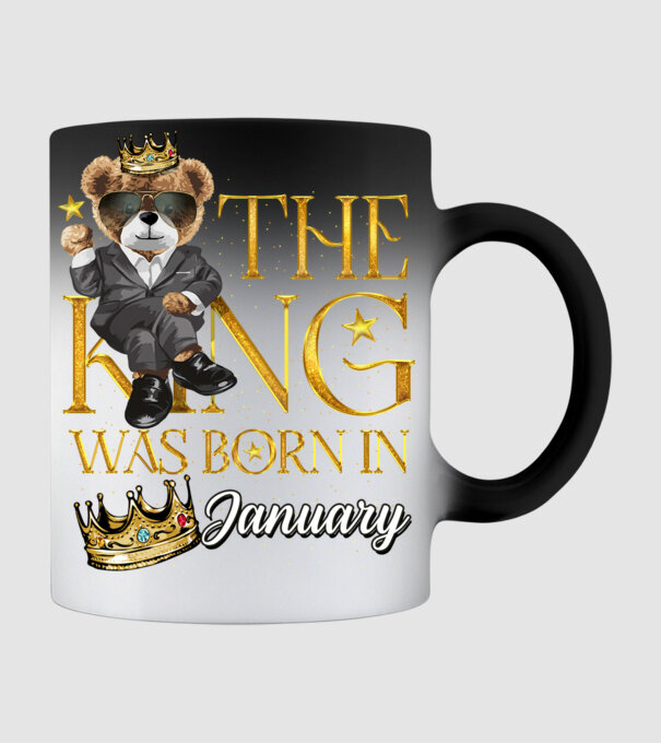 The king was born int JANUARY model negru pe tricou