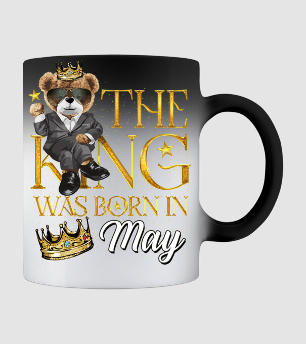The king was born int MAY model negru pe tricou