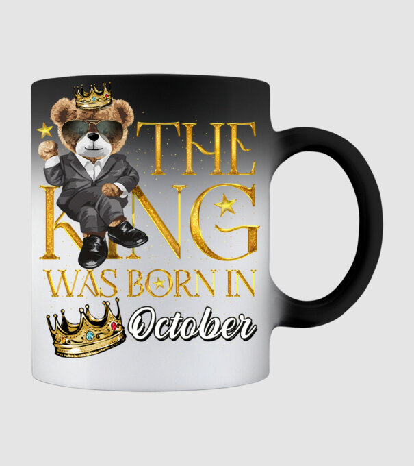The king was born int OCTOBER model negru pe tricou